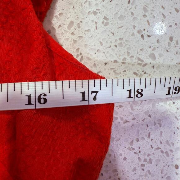 Adrianna Papell Strawberry Red Textured Sheath Midi Dress 12 Square Neck Wedding - Picture 7 of 8